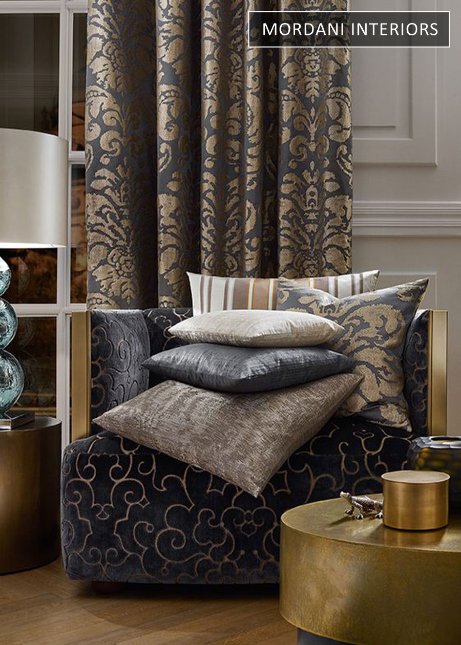 Dark Silk Damask Curtain
