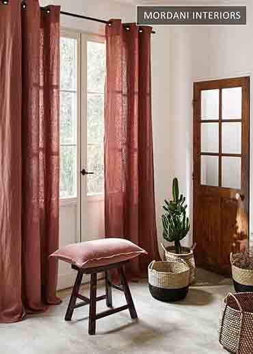 GM Brown Linen Window Curtains