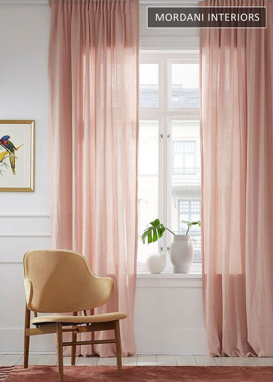 GM Soft Pink Linen Window Curtains