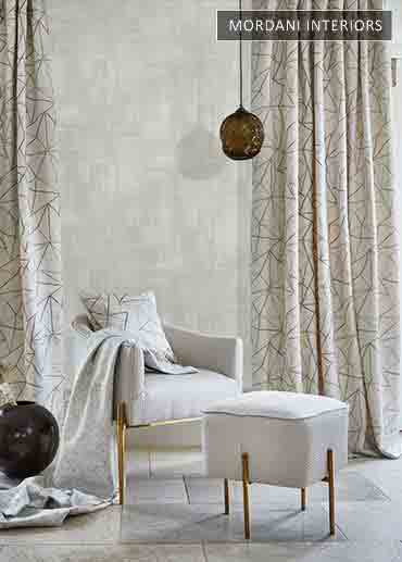 Abstract f & f Off White Cotton Curtains 