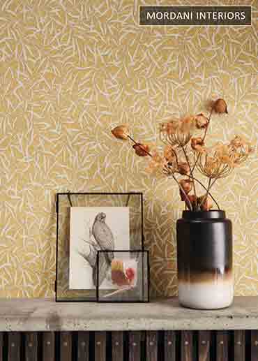 Mustard  Leaves French Self Wallcovering