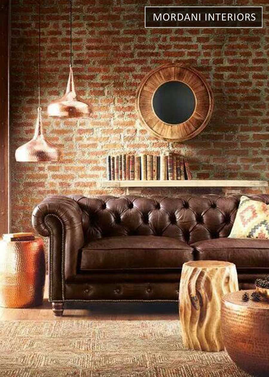 Crackling Brown Genuine Italian Leather Upholstery