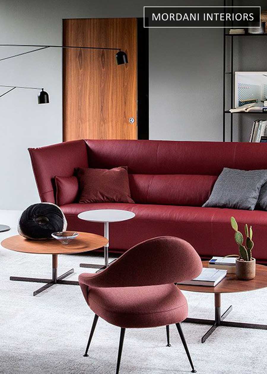 Deep Red Genuine Italian Leather Upholstery