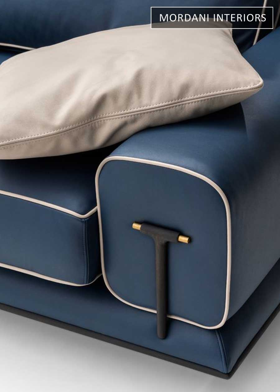 Indigo Blue Genuine Italian Leather Upholstery