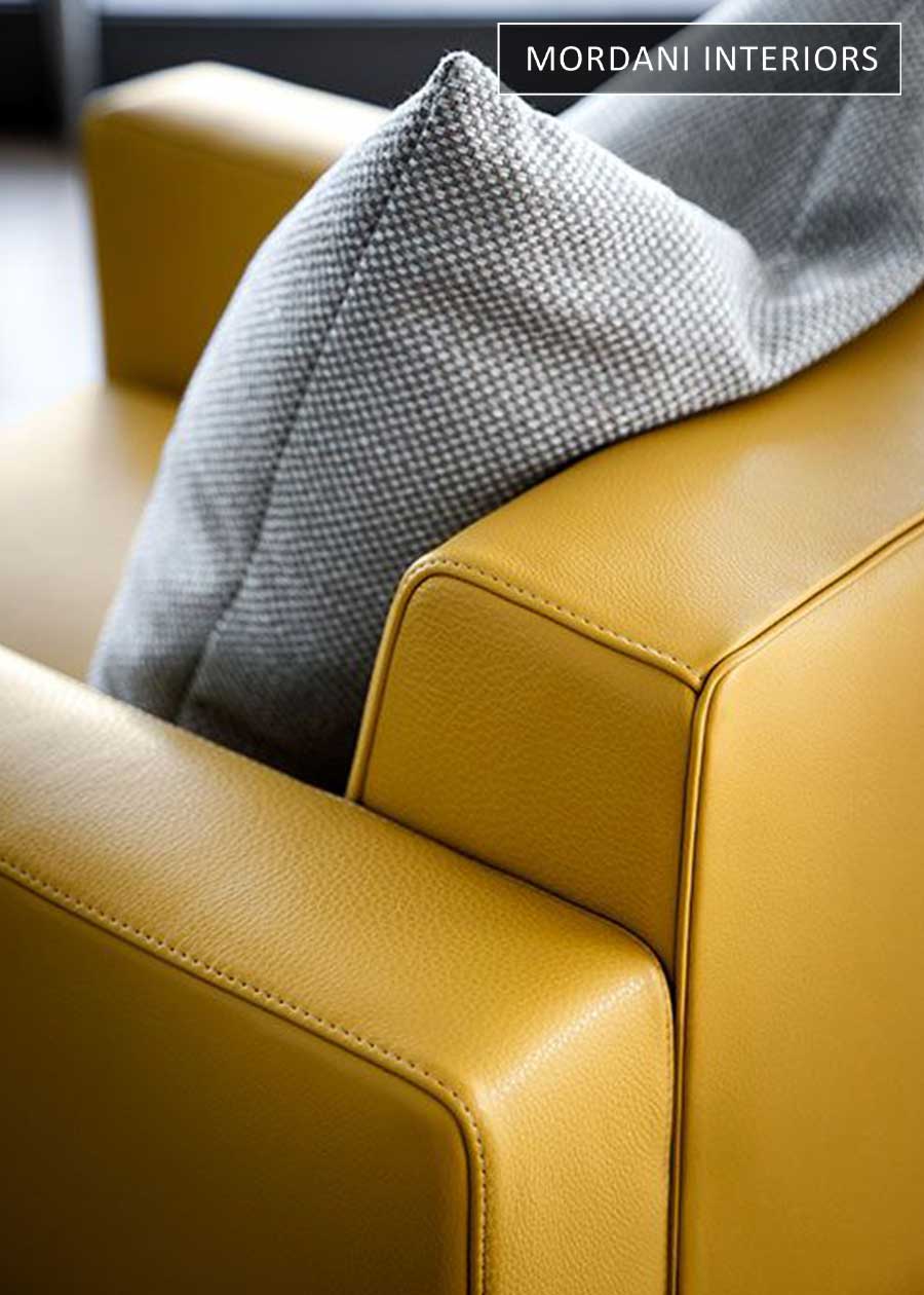Mustard Yellow Genuine Italian Leather Upholstery