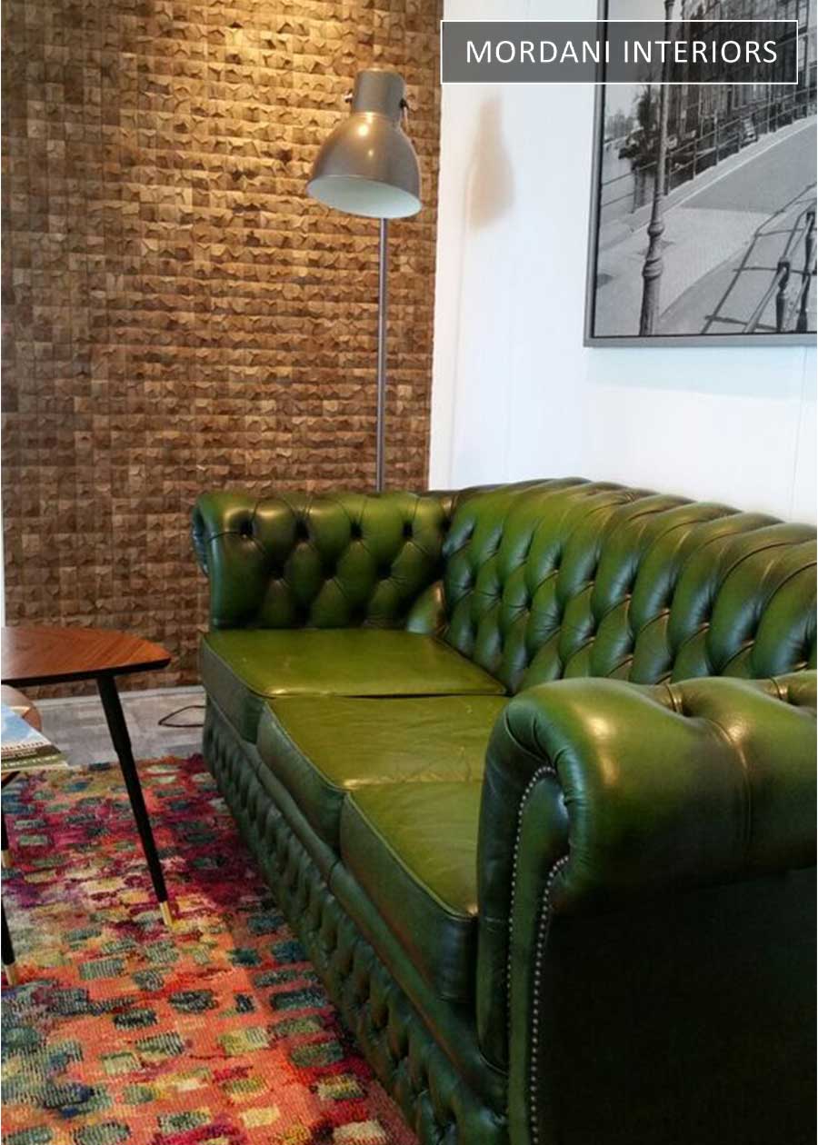 Olive Green Genuine Italian Leather Upholstery