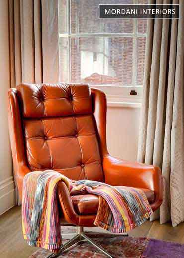 Burnt Orange Genuine Italian Leather Upholstery