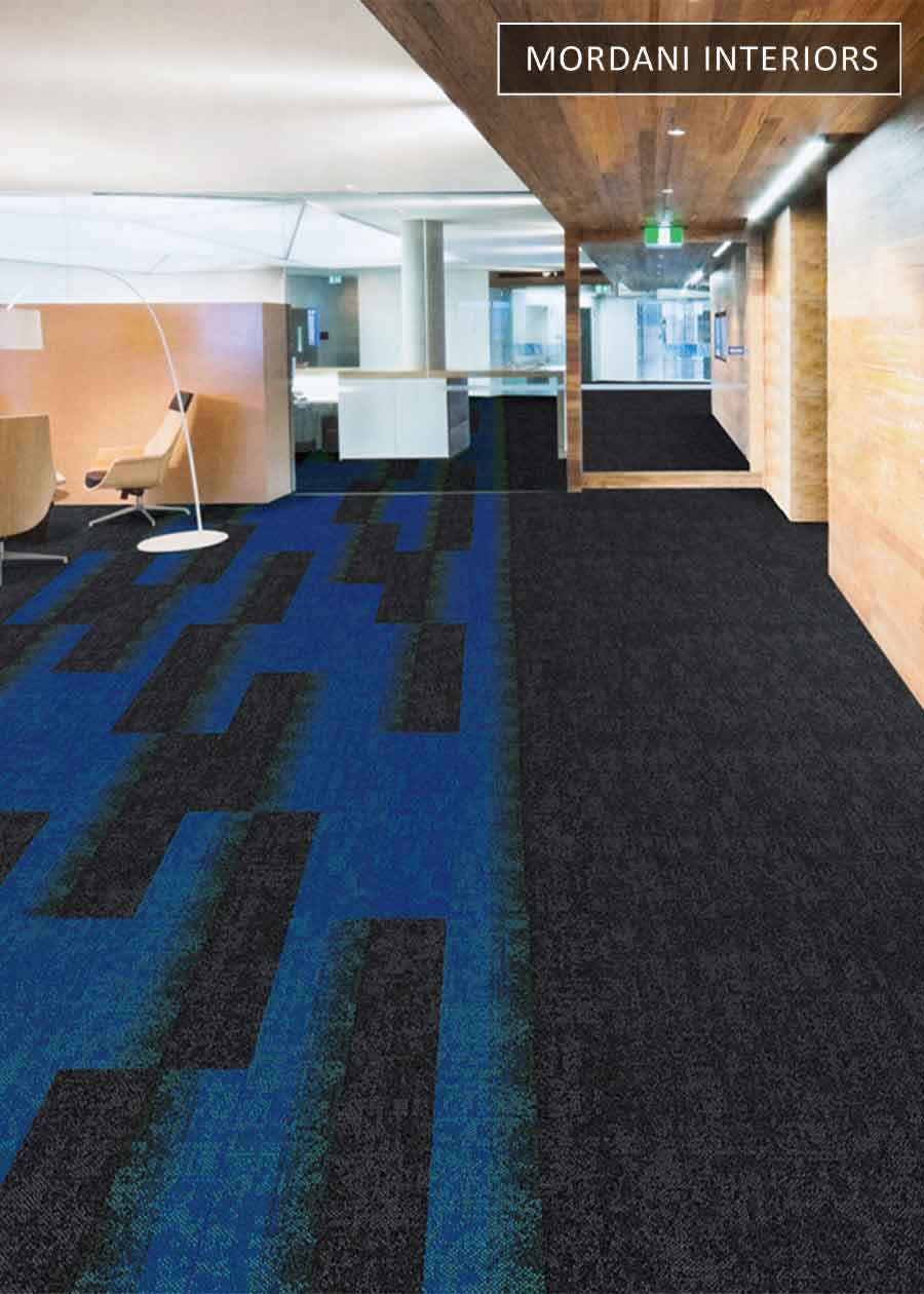 Blue & Dark Grey Mandate  Heritage Carpet Tiles