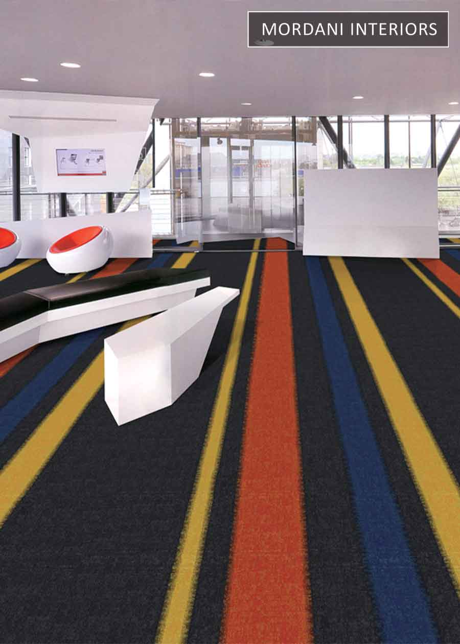 Dark Grey & Red & Yellow Mandate  Heritage Carpet Tiles