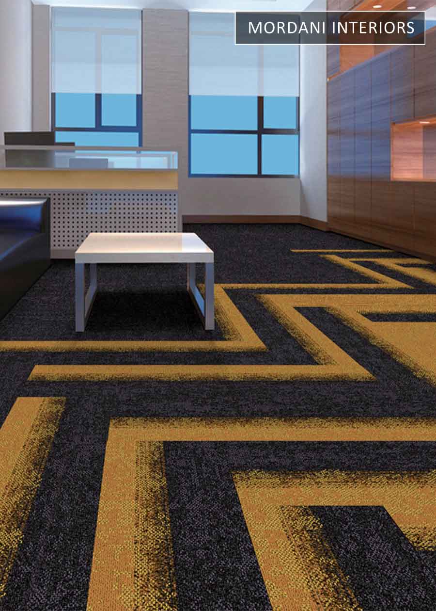 Dark Grey & Yellow Mandate  Heritage Carpet Tiles