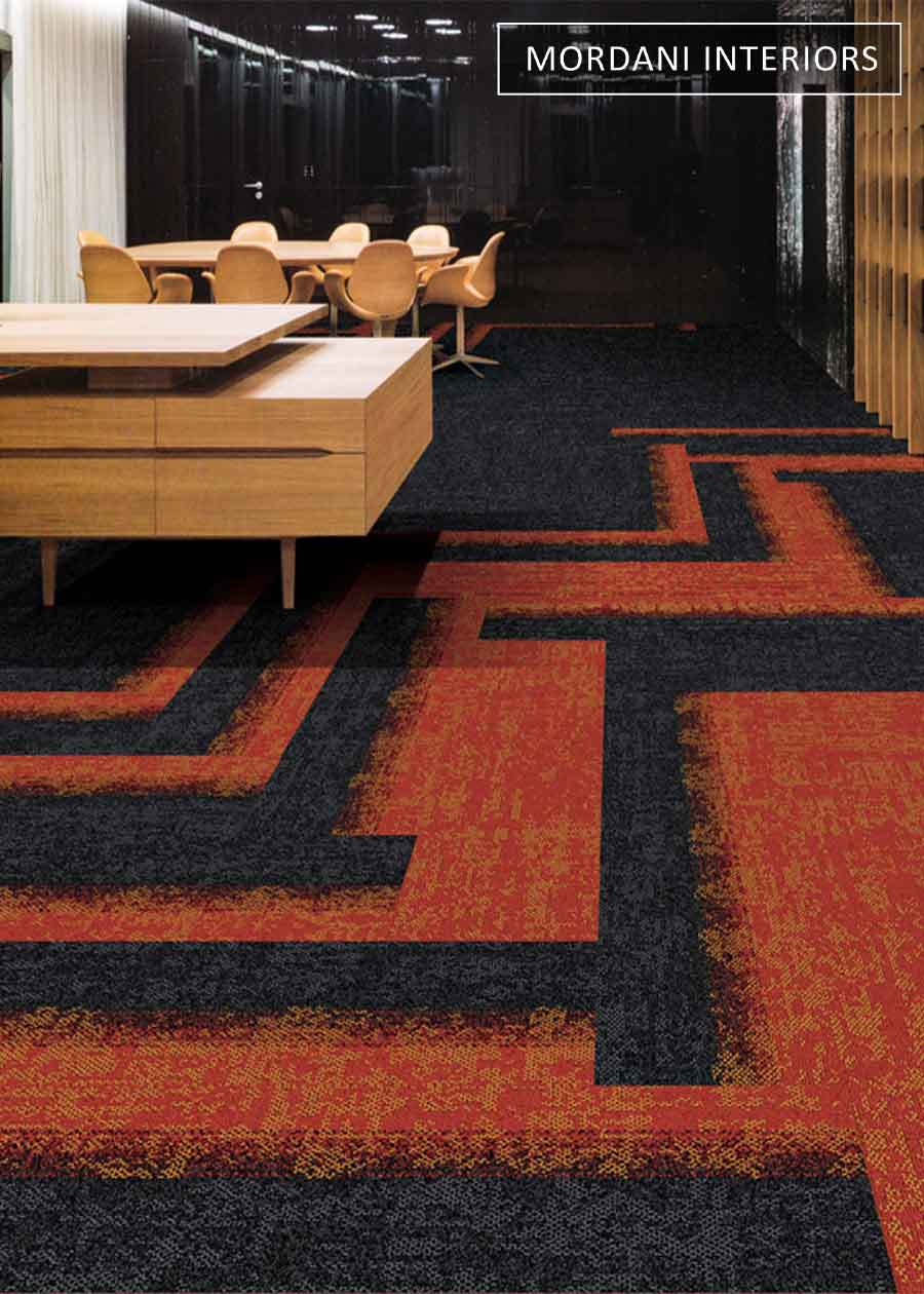 Dark Grey & Red Mandate  Heritage Carpet Tiles