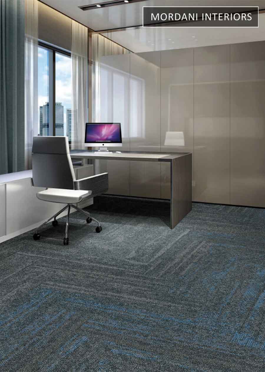 Grey & Sky Blue Mandate  Heritage Carpet Tiles