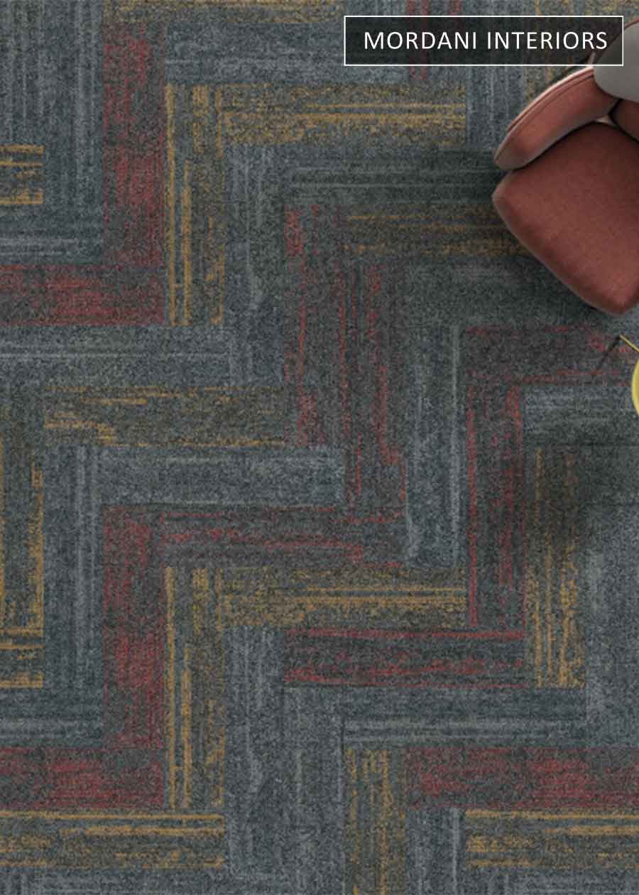 Grey & Red & Yellow Mandate  Heritage Carpet Tiles