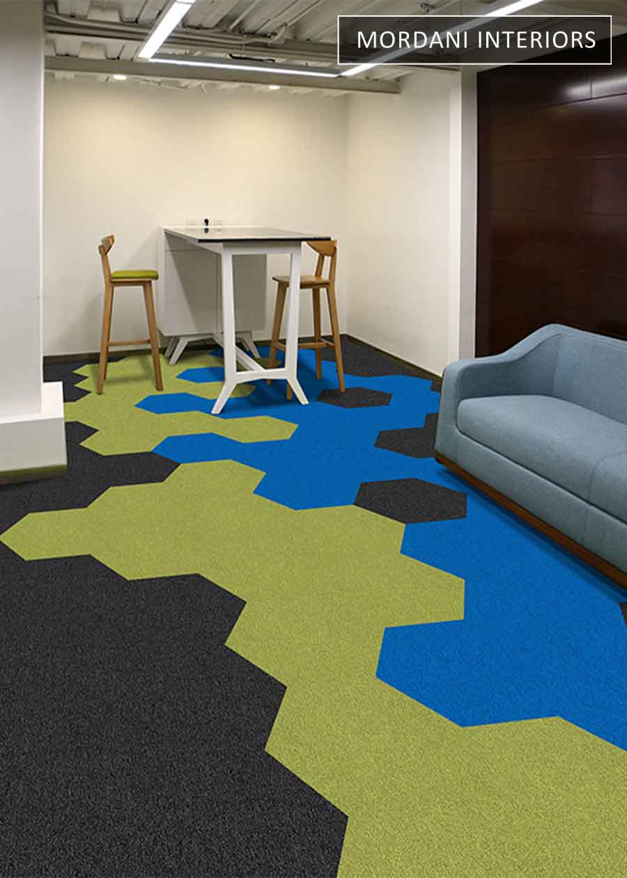 Black & Blue & Green  T-Hex Heritage Carpet Tiles