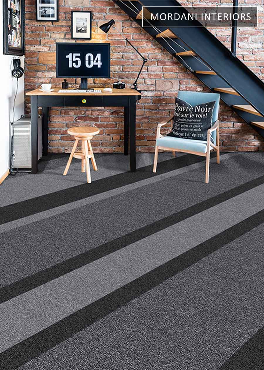 Black & Grey & Silver Grey T-Hex Heritage Carpet Tiles