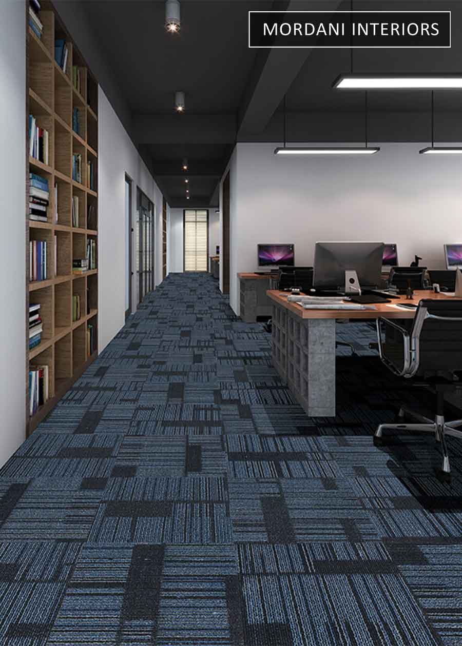 Black & Pigeon Blue Topaz Heritage Carpet Tiles