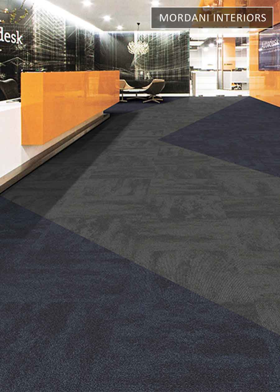 Grey & Navy blue Topaz Heritage Carpet Tiles