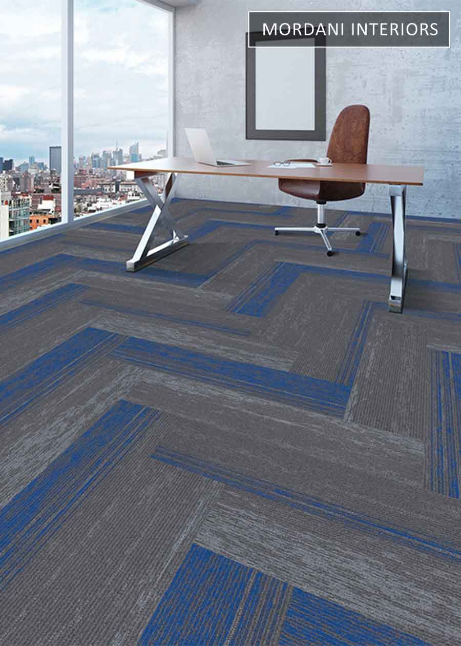 Navy blue & Silver Grey Topaz Heritage Carpet Tiles