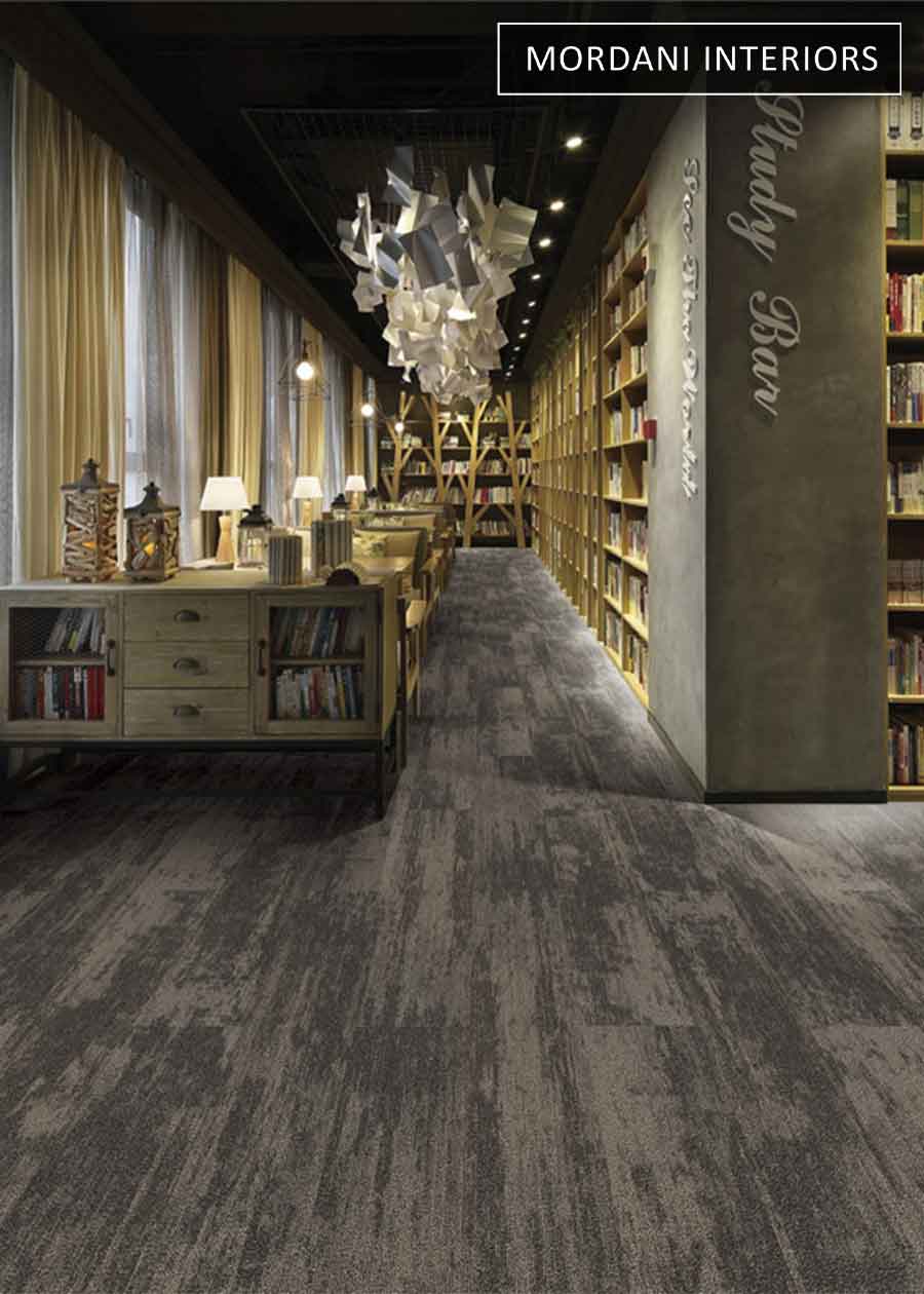 Cream & Dark Grey Topaz Heritage Carpet Tiles