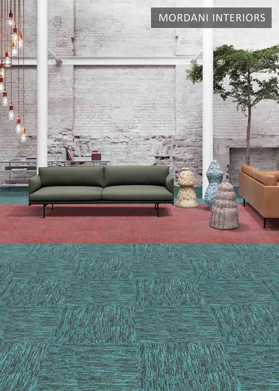 Red & Sky Blue Traffic Heritage Carpet Tiles
