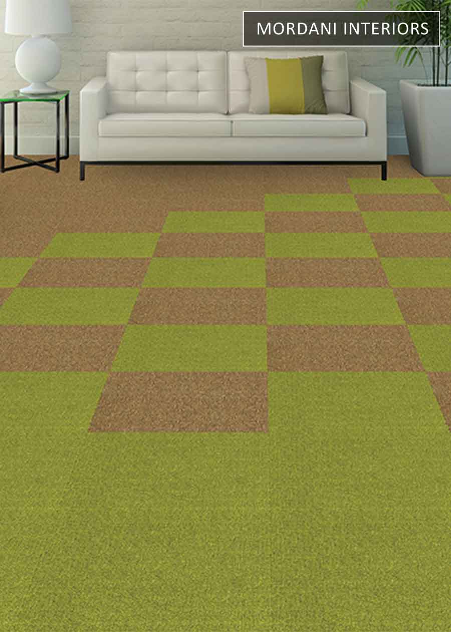 Cream & Green  Traffic Heritage Carpet Tiles