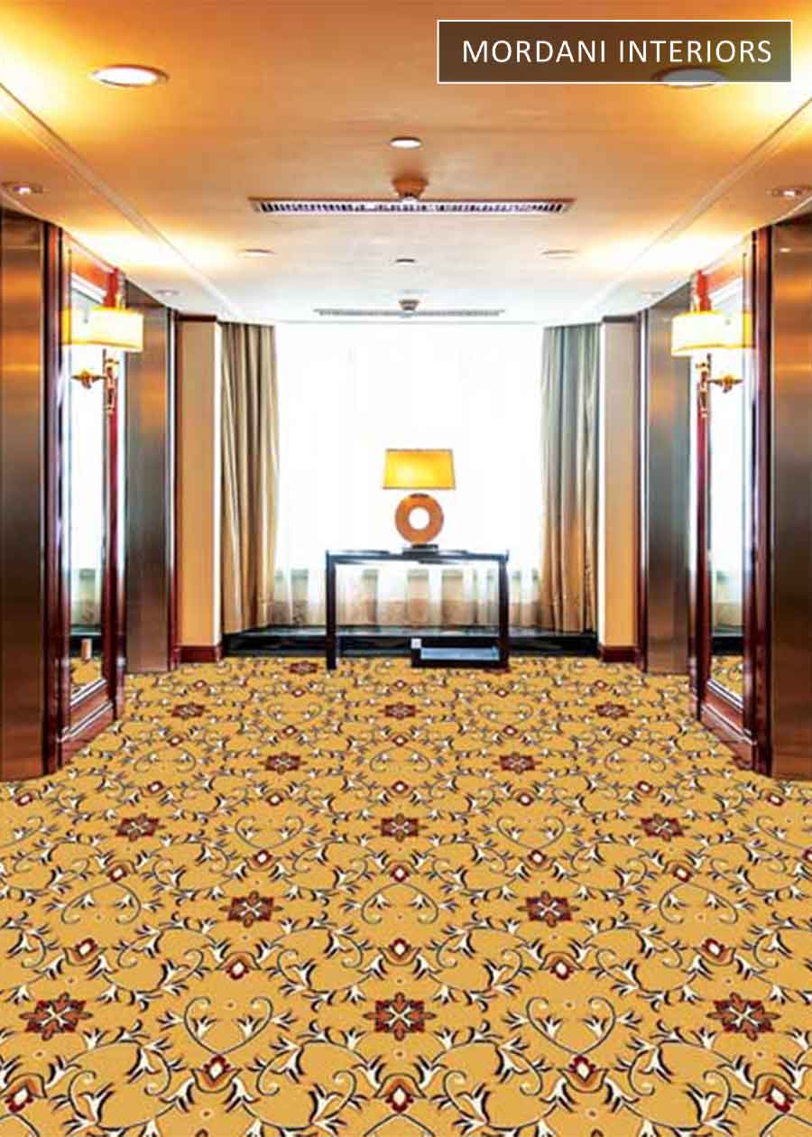 Yellow Hego Ethnic Wall to Wall Carpet