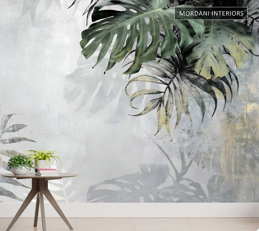 GRUNGE LEAVES TROPICAL WALL MURALS _ M