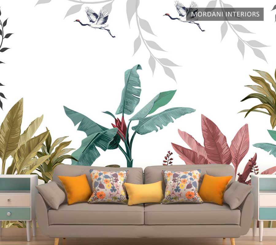 COLOURFUL BANANA LEAVES TROPICAL WALL MURALS _ M
