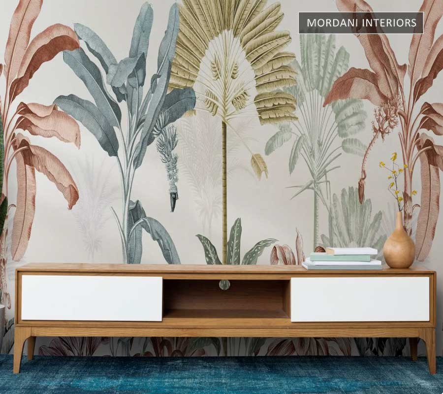 PINK & TEAL VINTAGE TROPICAL WALL MURALS _ M