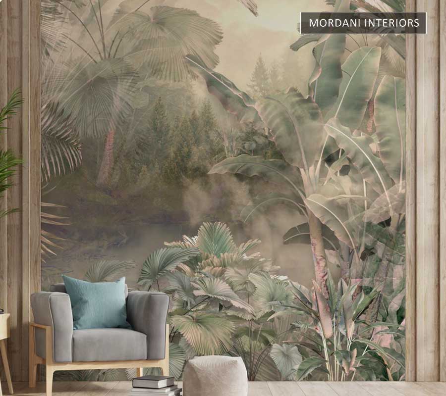 EXOTIC  LEAVES  CUSTOM TROPICAL WALL MURALS _ M