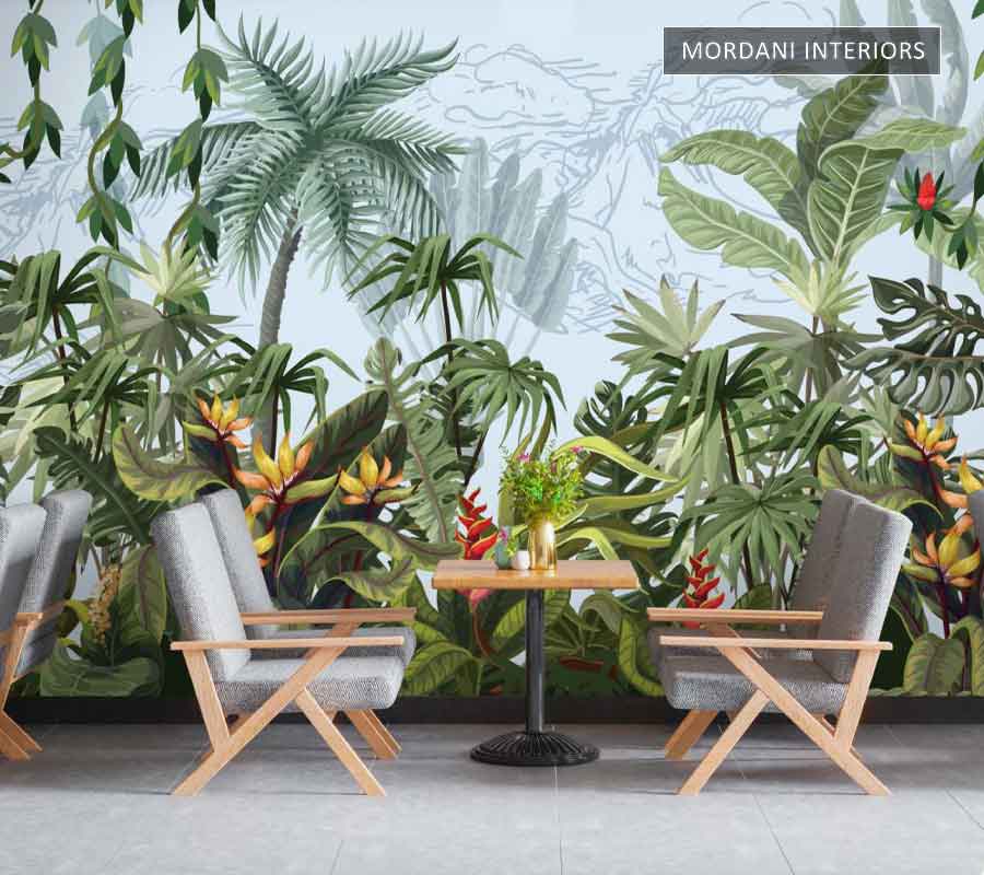 JUNGLE TREE LEAVES TROPICAL WALL MURALS _ M 