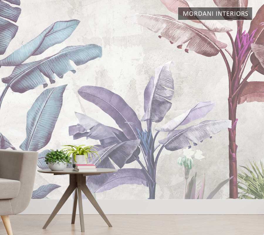 PASTEL  COLOR  LEAVES TROPICAL WALL MURALS _ M