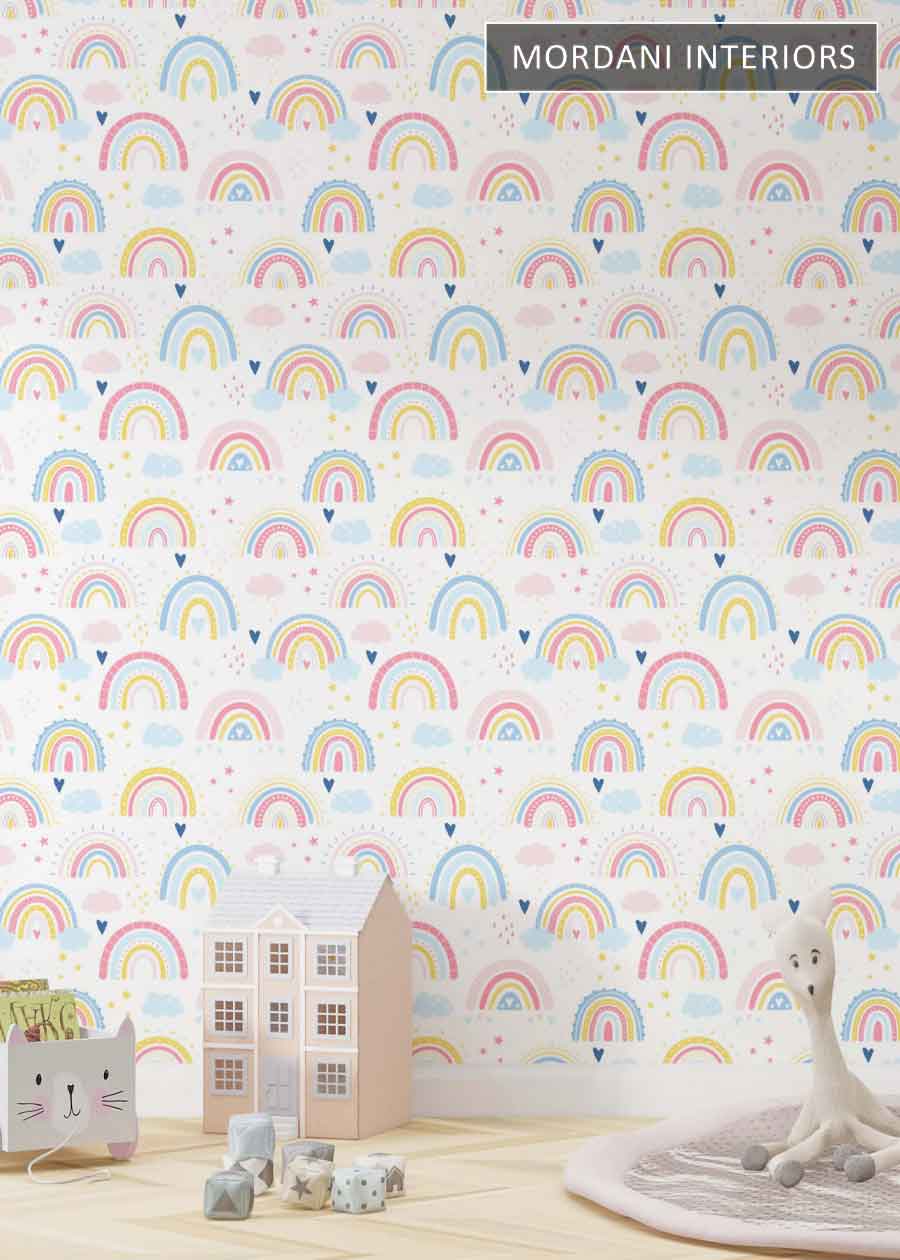 RAINBOW WALLPAPER KIDS WALL MURALS _ D