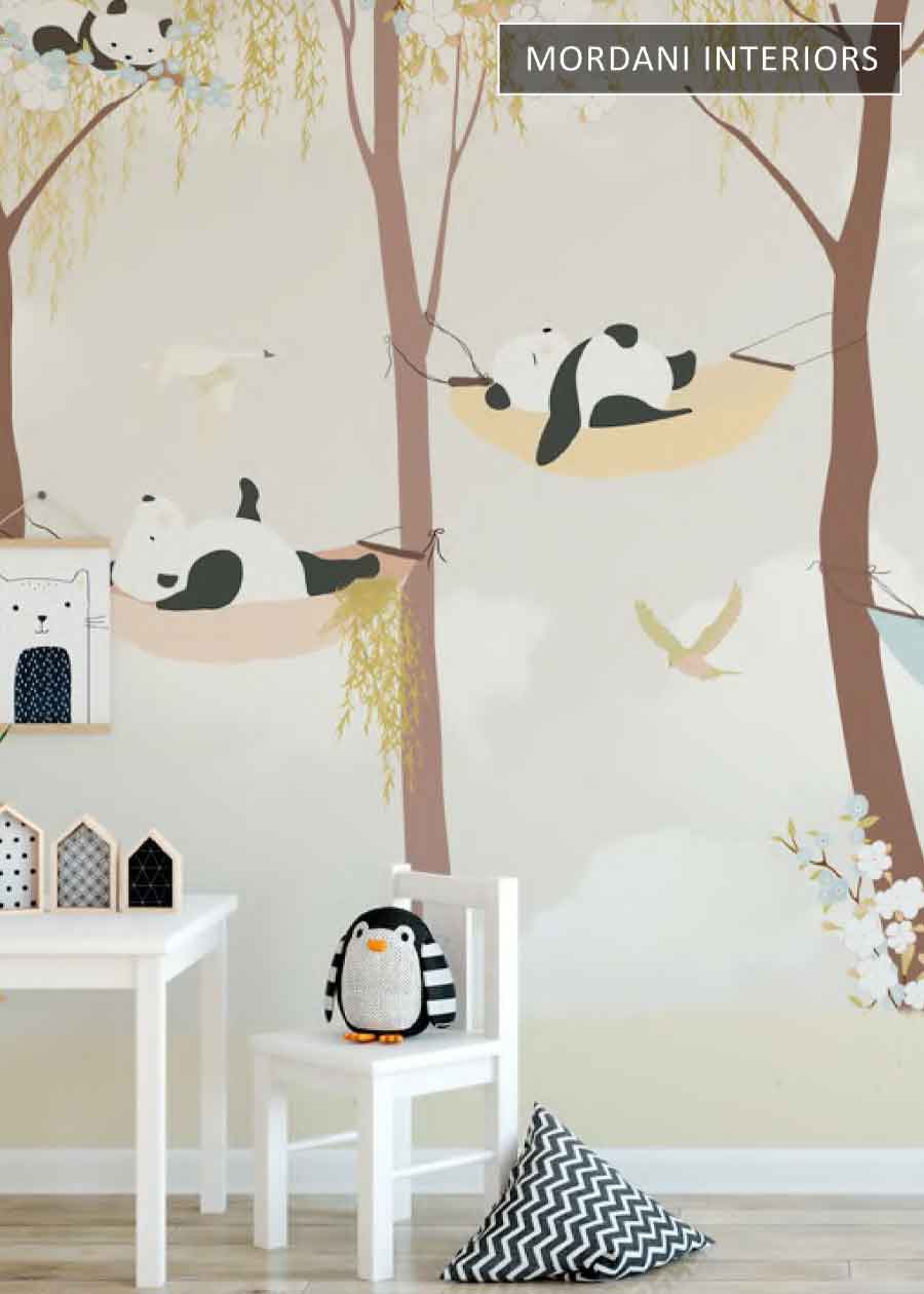 CUTE PANDA RELAXING KIDS WALL MURALS _ D
