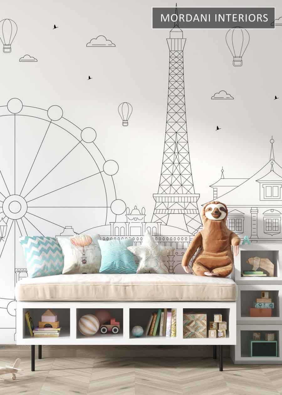 BLACK & WHITE KIDS WALL MURALS _ D