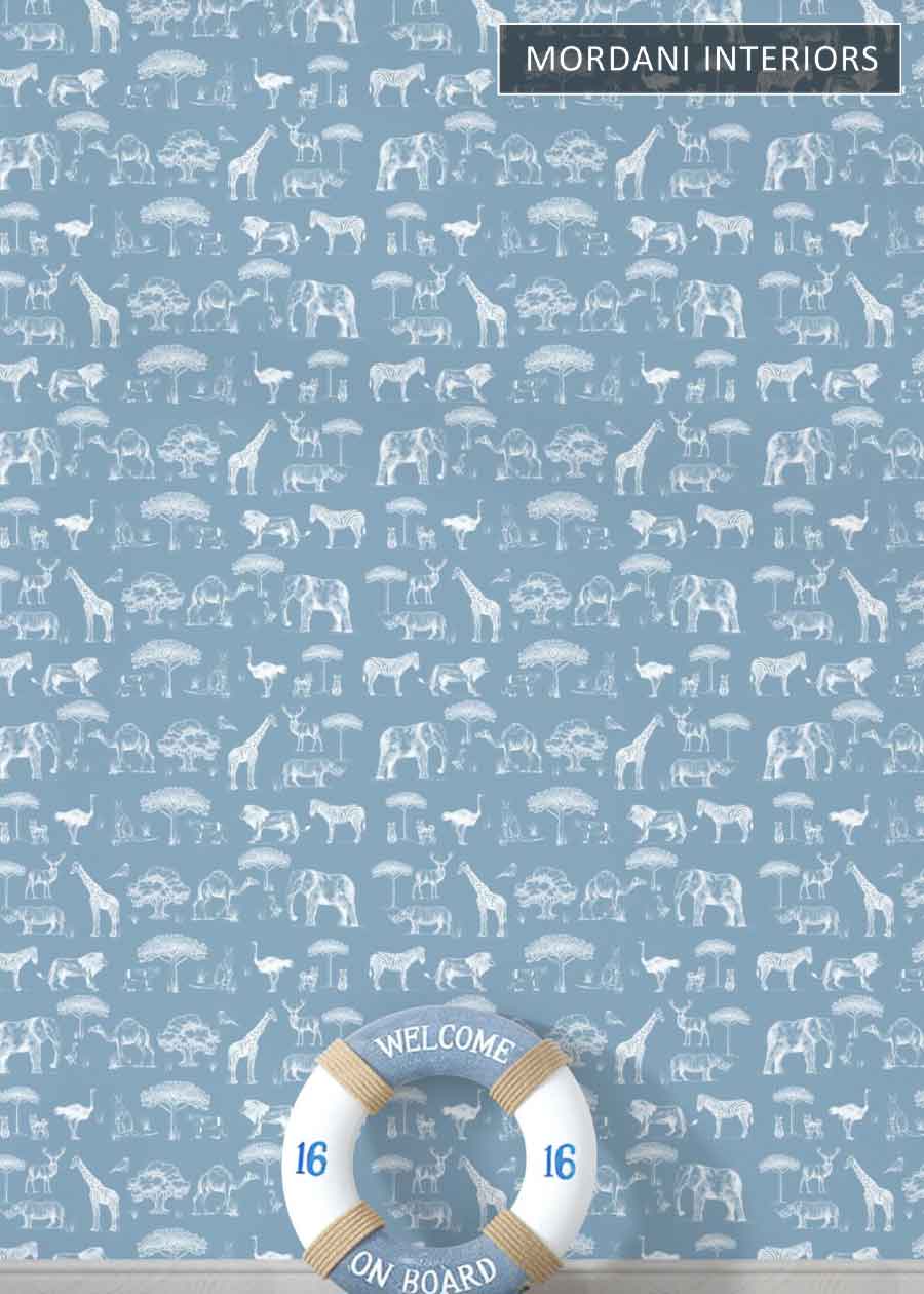 FARMHOUSE BLUE WALLPAPER KIDS WALL MURALS _ D