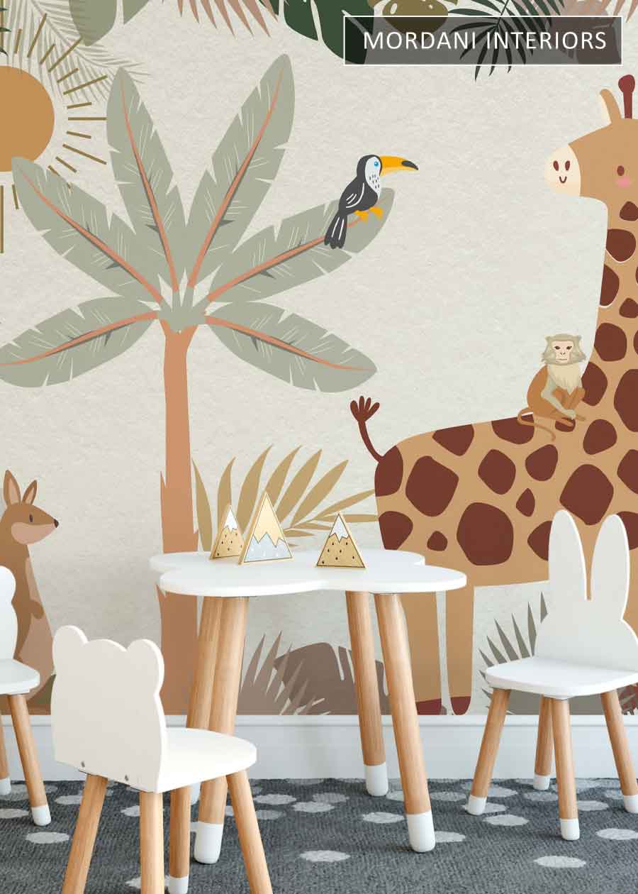 GIRAFFE SAFARI KIDS WALL MURALS _ D