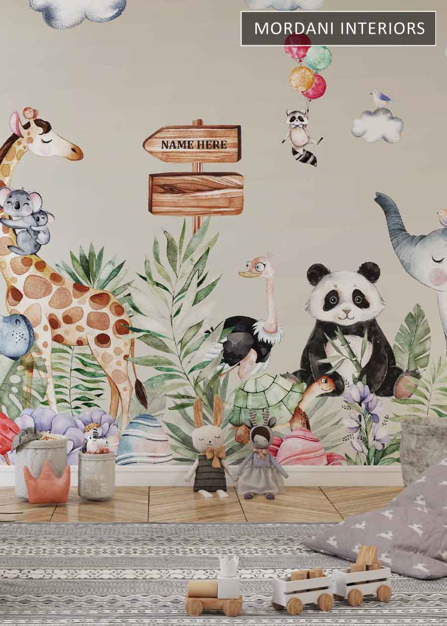 JUNGLE ANIMAL NURDERY KIDS WALL MURALS _ D