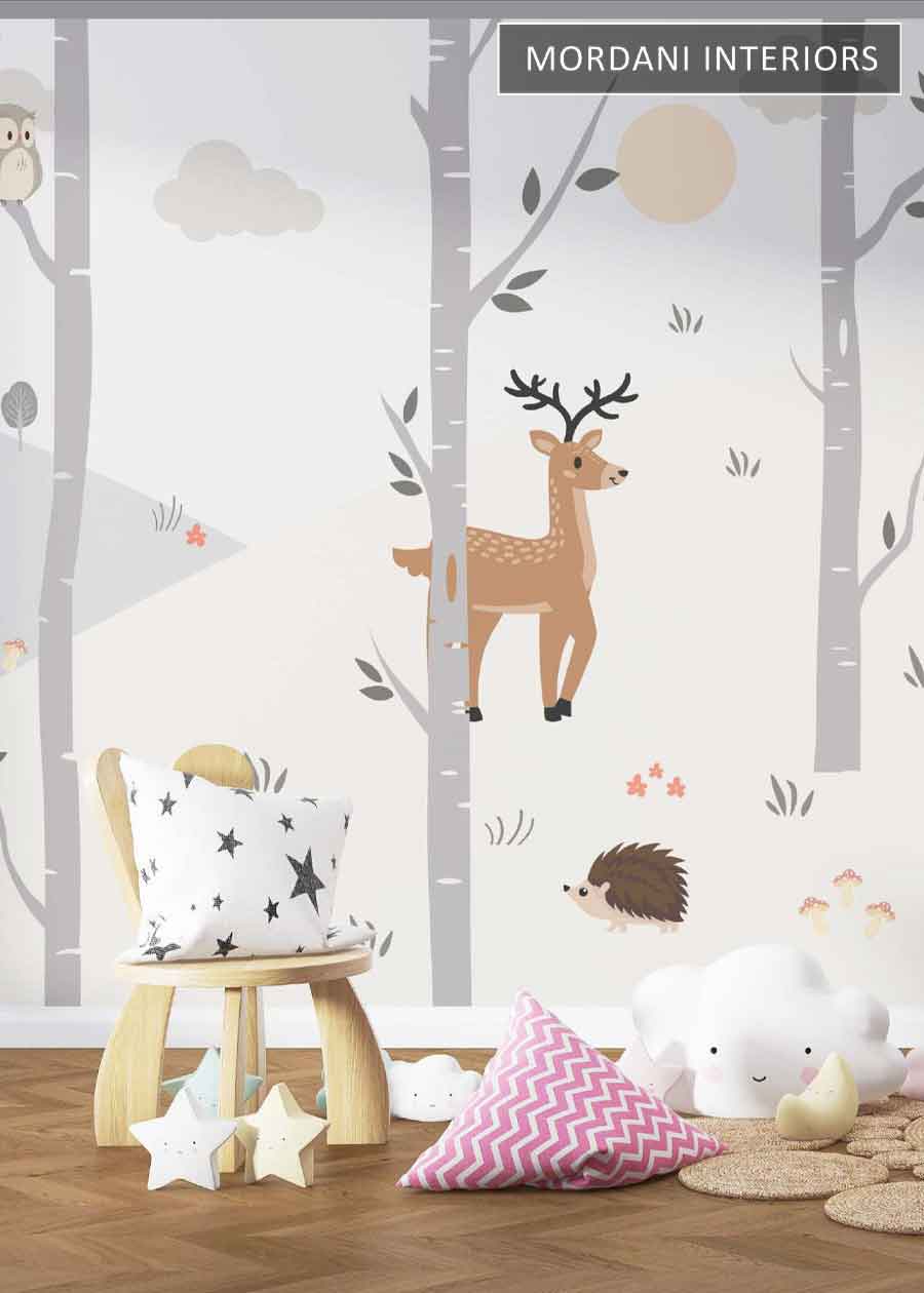 CUTE PASTEL TONED FOREST KIDS WALL MURALS _ D