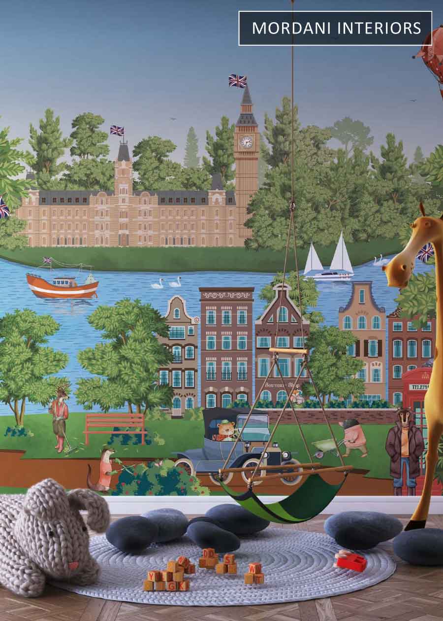 HISTORIC BUILDING KIDS WALL MURALS _ D