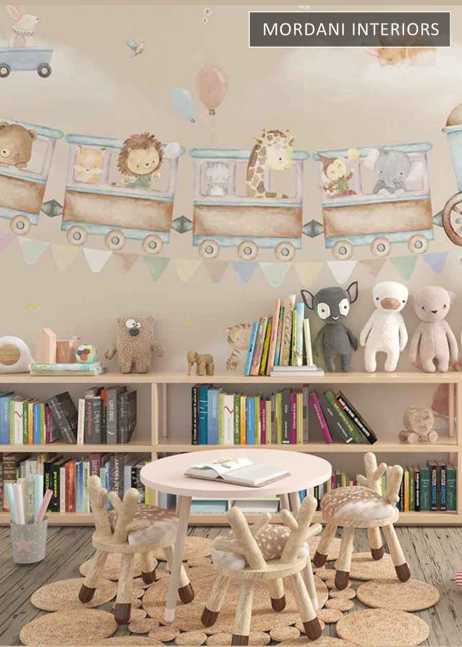 TRAIN &  ANIMALS KIDS WALL MURALS _ D