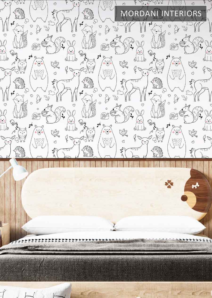 CUTE ANIMALS PATTERN KIDS WALL MURALS _ D