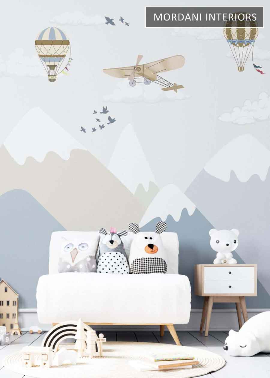 MOUNTAIN SKY BALLOONS KIDS WALL MURALS _ D