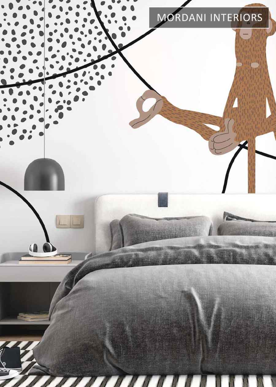 MONKEY PALYING KIDS WALL MURALS _ D