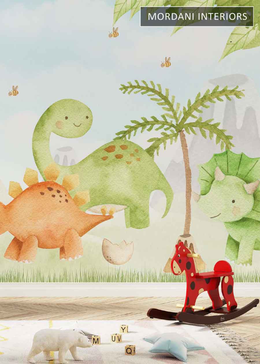 WATERCOLOUR DINO KIDS WALL MURALS _ D