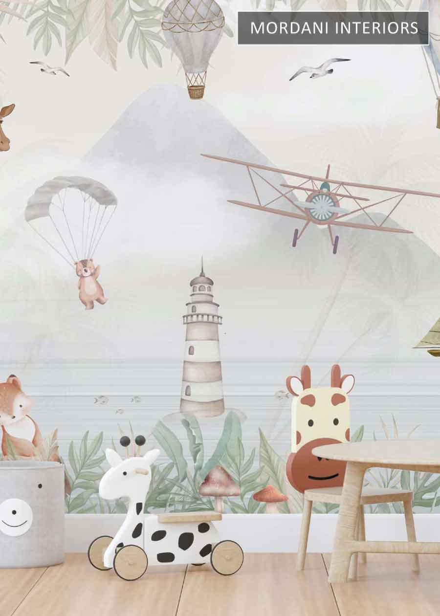 BEACH SIDE HOT AIR KIDS WALL MURALS _ D