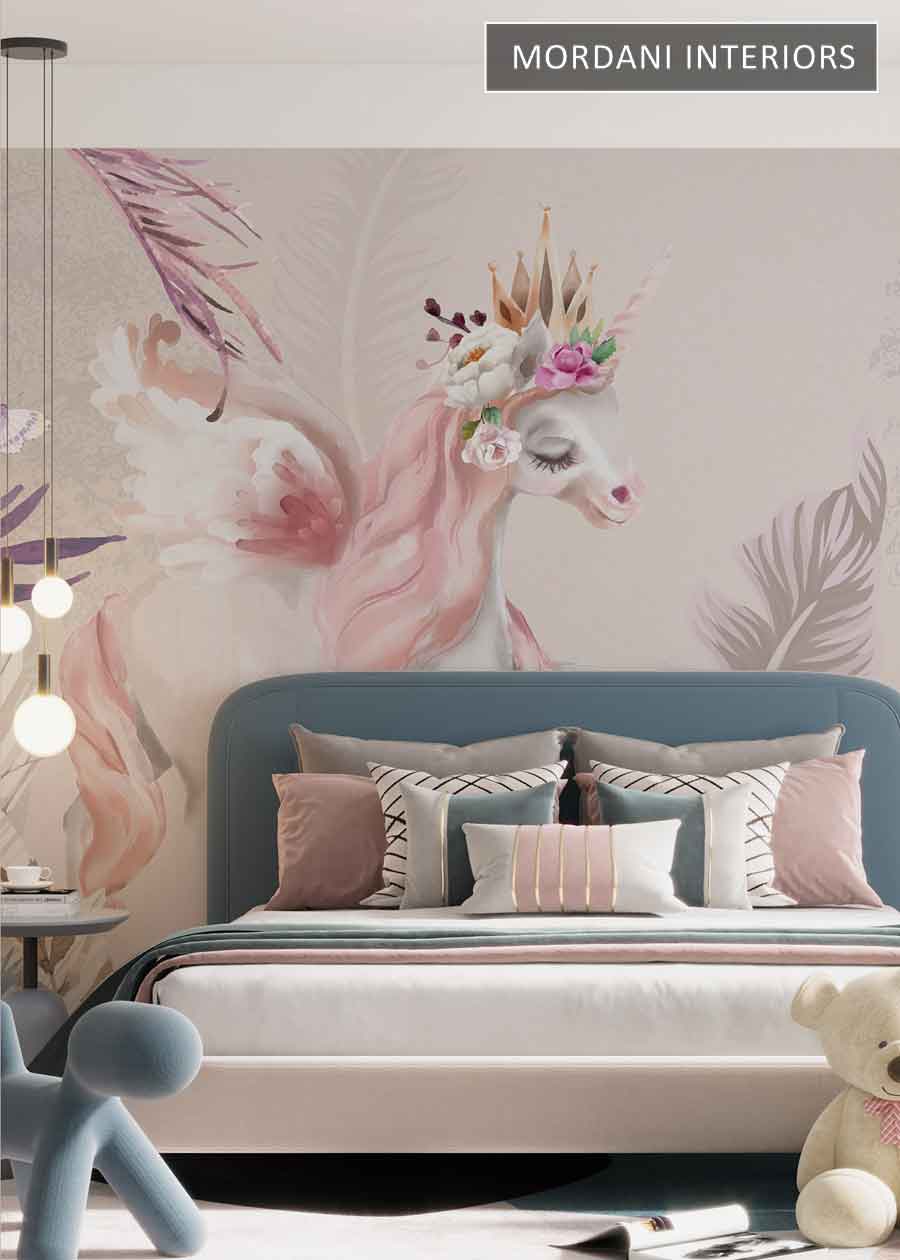 PINK UNICORN KIDS WALL MURALS _ D