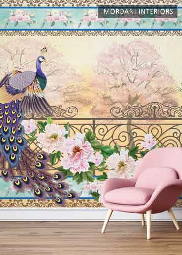 PEACOCK IN GLORY ETHNIC WALL MURALS _ D