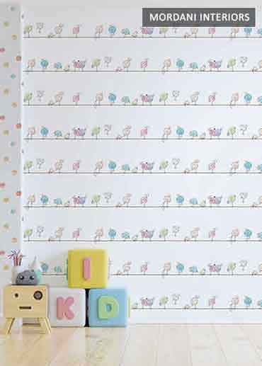 BIRDS LITTLE LOVE KIDS WALLPAPER DESIGN