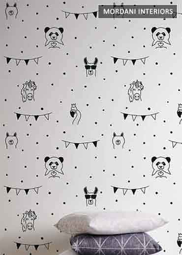 PANDA PARTY LITTLE LOVE KIDS WALLPAPER DESIGN